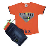 Boys Half Sleeves Denim Suit - Orange, Kids, Boys Sets And Suits, Chase Value, Chase Value