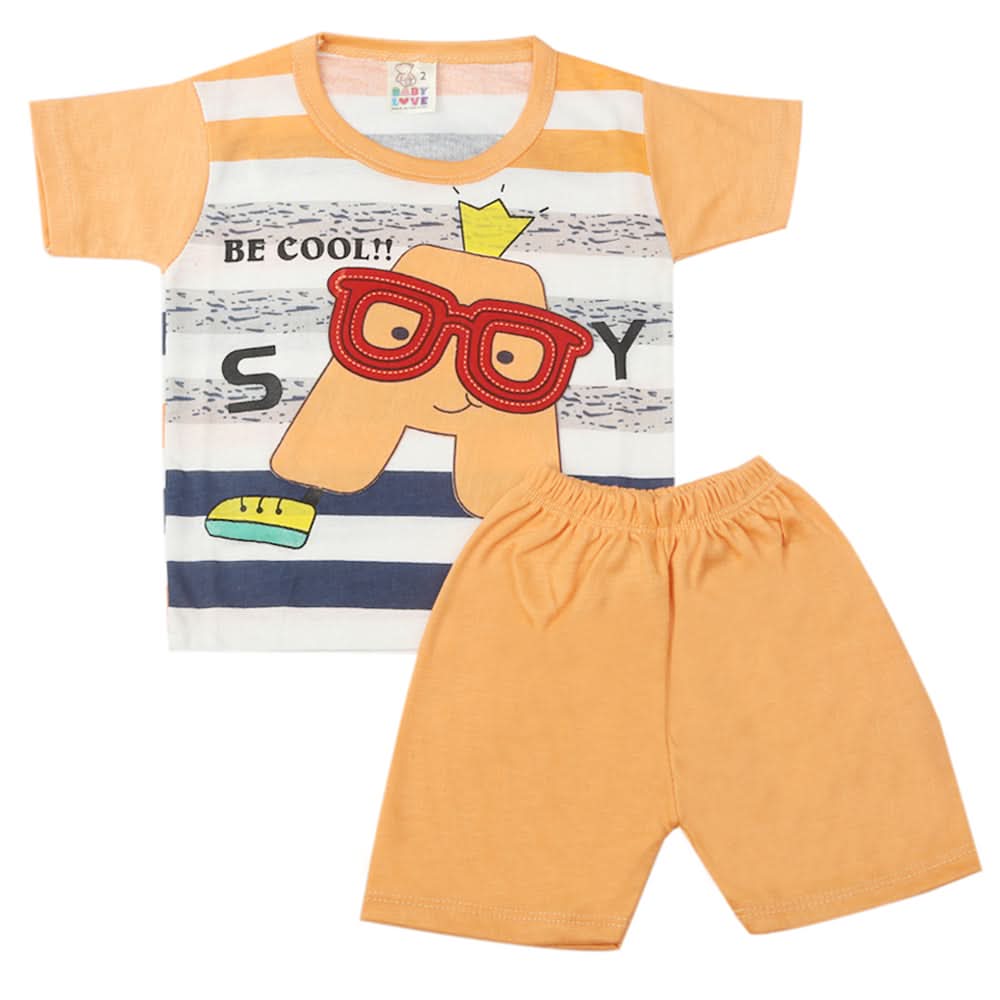 Newborn Boys Half Sleeves Suit - Peach, Kids, New Born Boys Sets And Suits, Chase Value, Chase Value