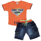 Boys Half Sleeves Denim Suit - Orange, Kids, Boys Sets And Suits, Chase Value, Chase Value