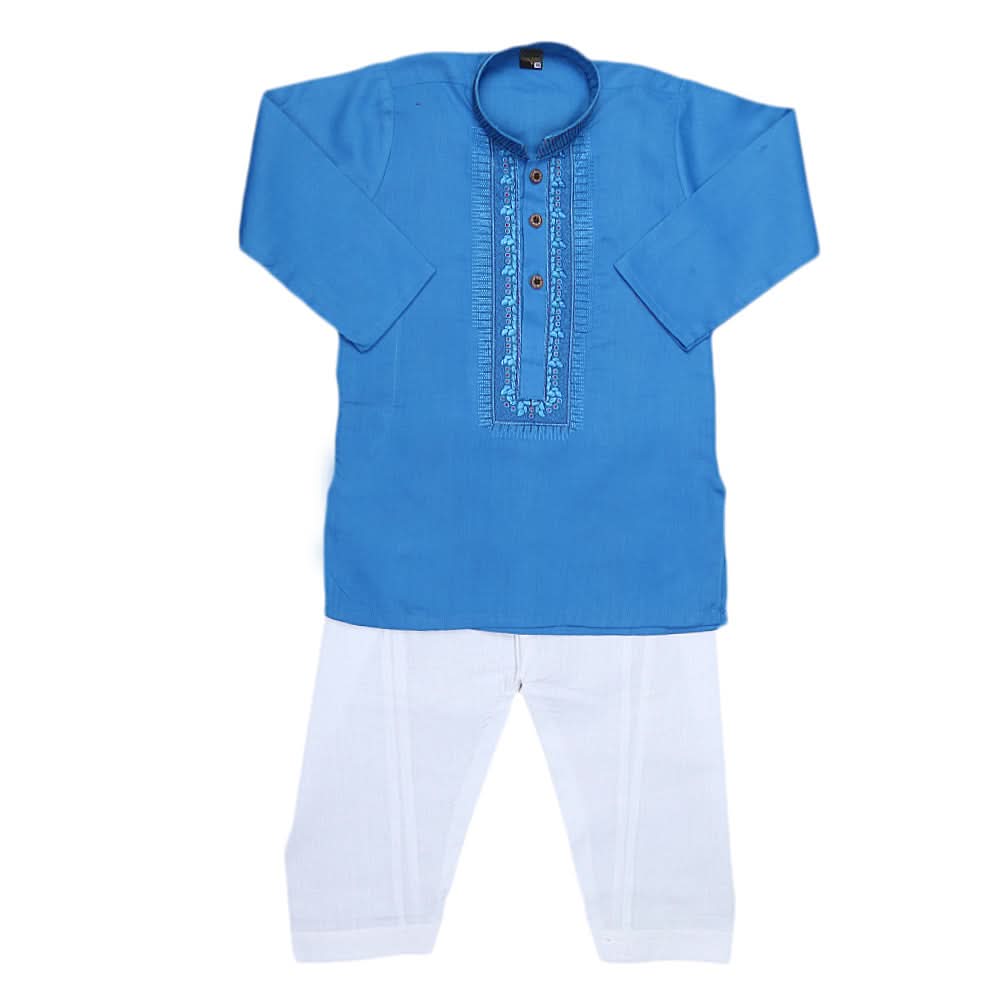 Boys Embroidered Kurta Shalwar Suit - Sky Blue, Kids Clothes & Accessories, Chase Value, Chase Value