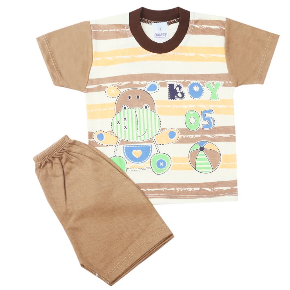 Newborn Boys Half Sleeves Suit - Brown, Kids, New Born Boys Sets And Suits, Chase Value, Chase Value