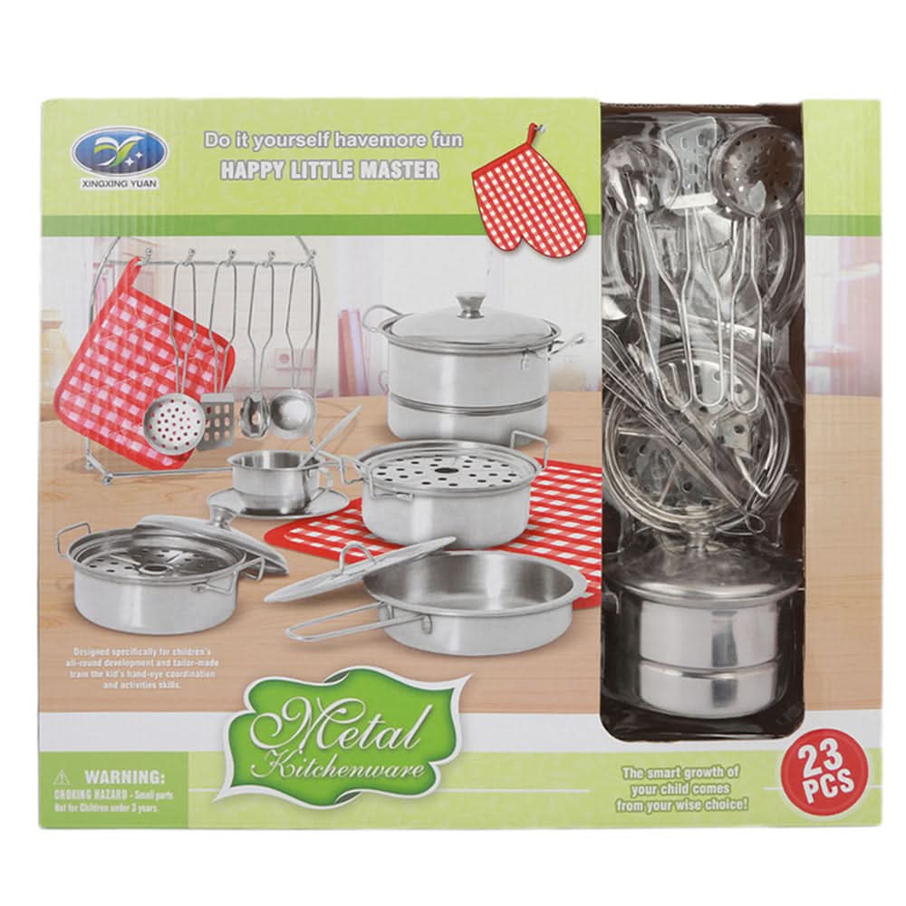 Metal Kitchen Set For Kids - Silver, Kids, Cosmetic and Kitchen Sets, Chase Value, Chase Value