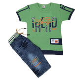 Boys Half Sleeves Denim Suit - Green, Kids, Boys Sets And Suits, Chase Value, Chase Value