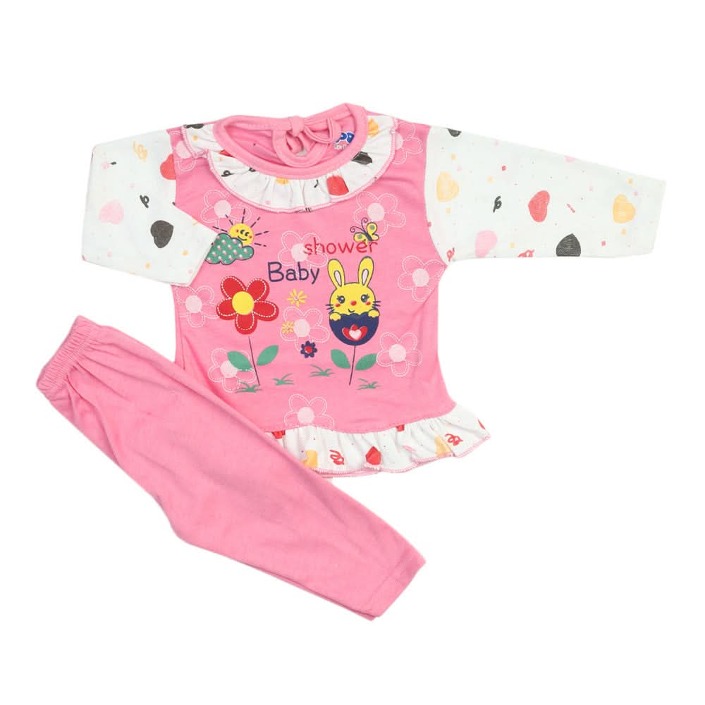 Newborn Girls Full Sleeves Suit - Pink, Newborn Girls Sets & Suits, Chase Value, Chase Value