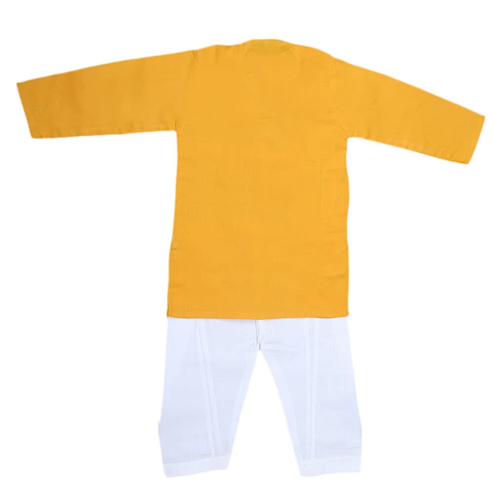 Boys Embroidered Kurta Shalwar Suit - Yellow, Kids, Boys Shalwar Kameez, Chase Value, Chase Value