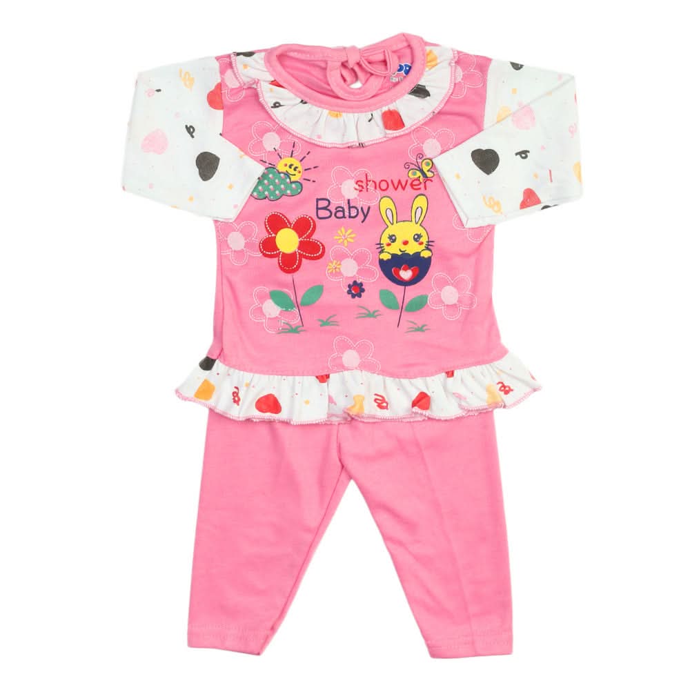 Newborn Girls Full Sleeves Suit - Pink, Newborn Girls Sets & Suits, Chase Value, Chase Value