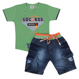 Boys Half Sleeves Denim Suit - Green, Kids, Boys Sets And Suits, Chase Value, Chase Value
