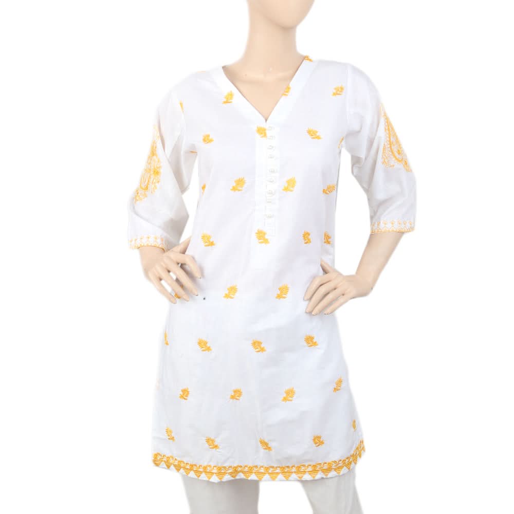 Women's Embroidered Kurti - White, Women, Ready Kurtis, Chase Value, Chase Value