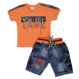 Boys Half Sleeves Denim Suit - Orange, Kids, Boys Sets And Suits, Chase Value, Chase Value
