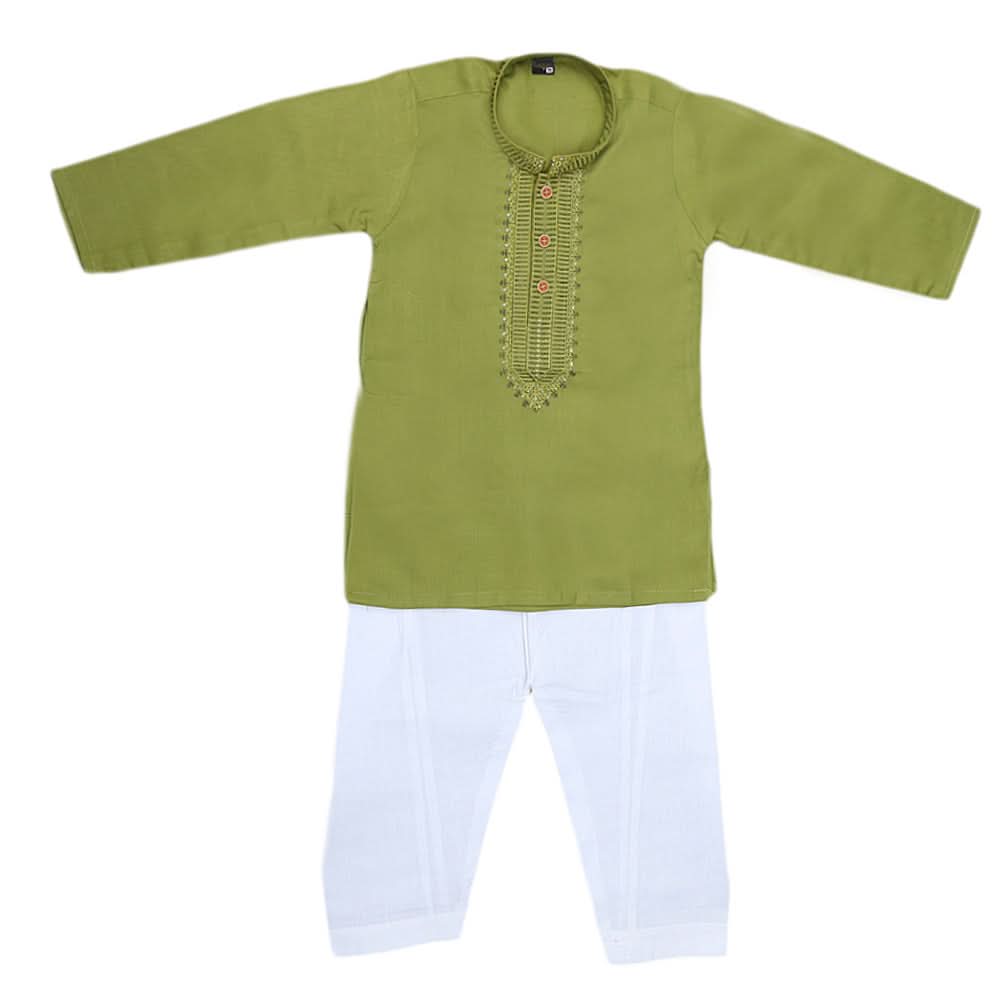 Boys Embroidered Kurta Shalwar Suit - Green, Kids, Boys Shalwar Kameez, Chase Value, Chase Value