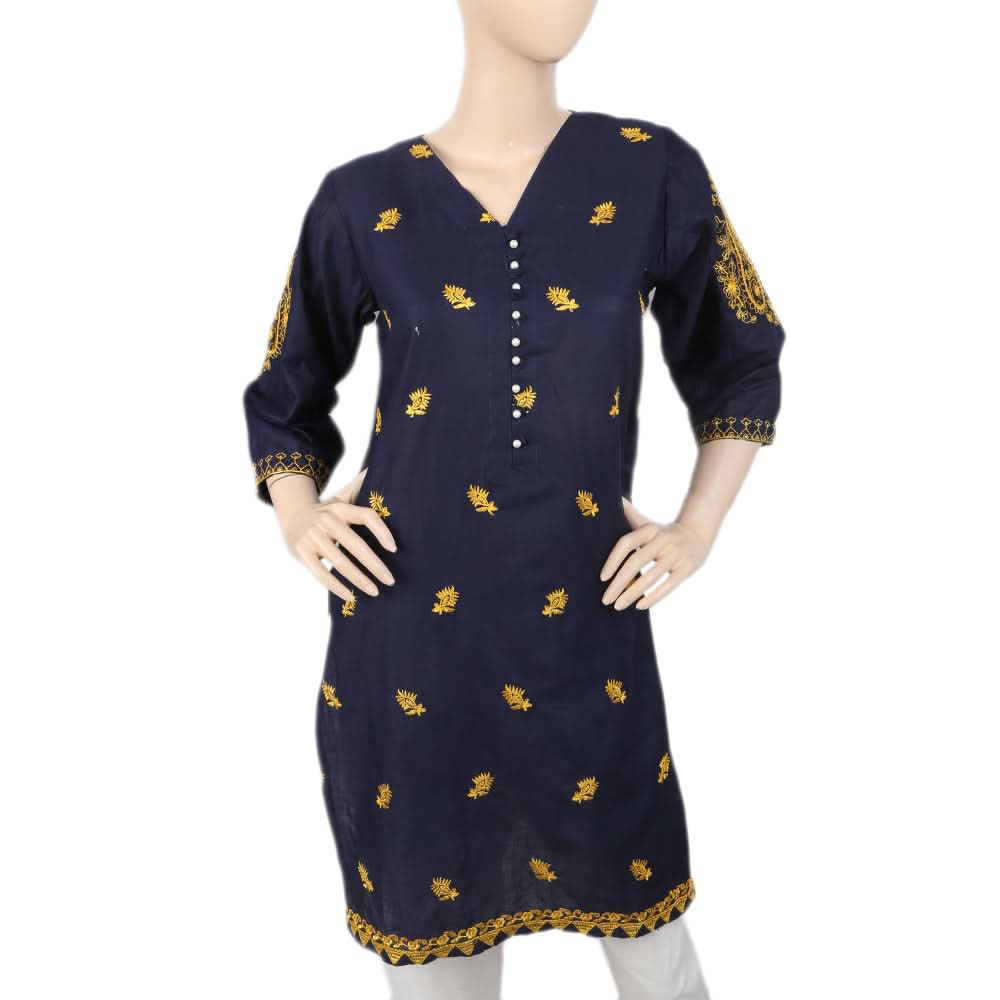Women's Embroidered Kurti - Navy Blue, Women, Ready Kurtis, Chase Value, Chase Value