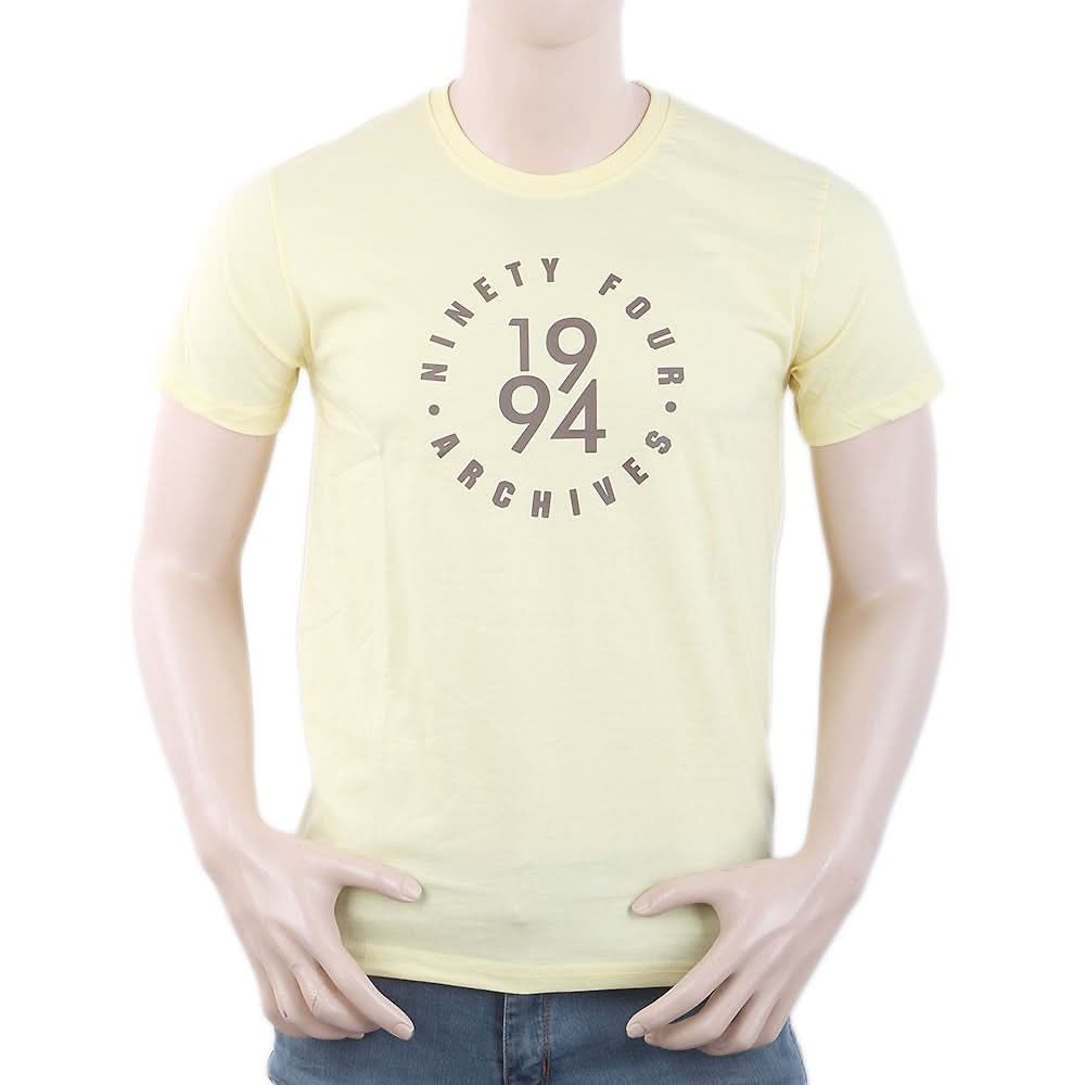 Men's Round Neck Half Sleeves T-Shirt - Yellow, Men, T-Shirts And Polos, Chase Value, Chase Value