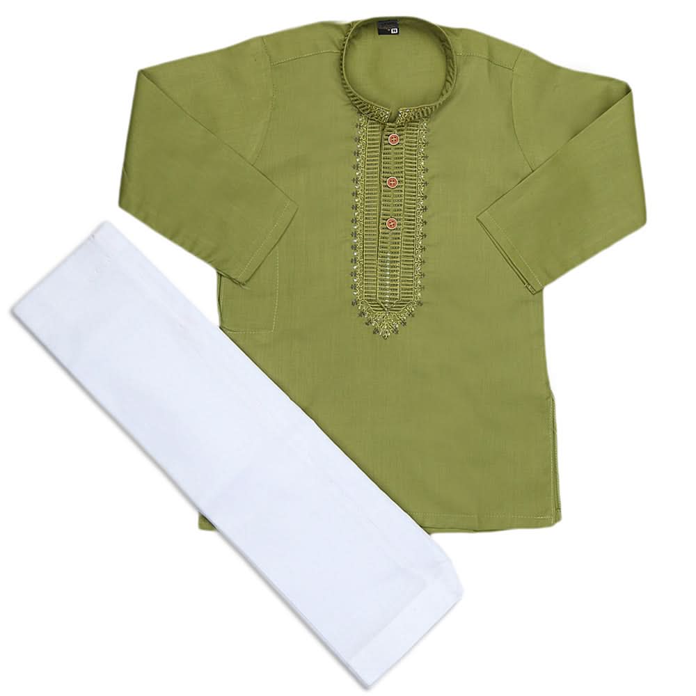 Boys Embroidered Kurta Shalwar Suit - Green, Kids, Boys Shalwar Kameez, Chase Value, Chase Value