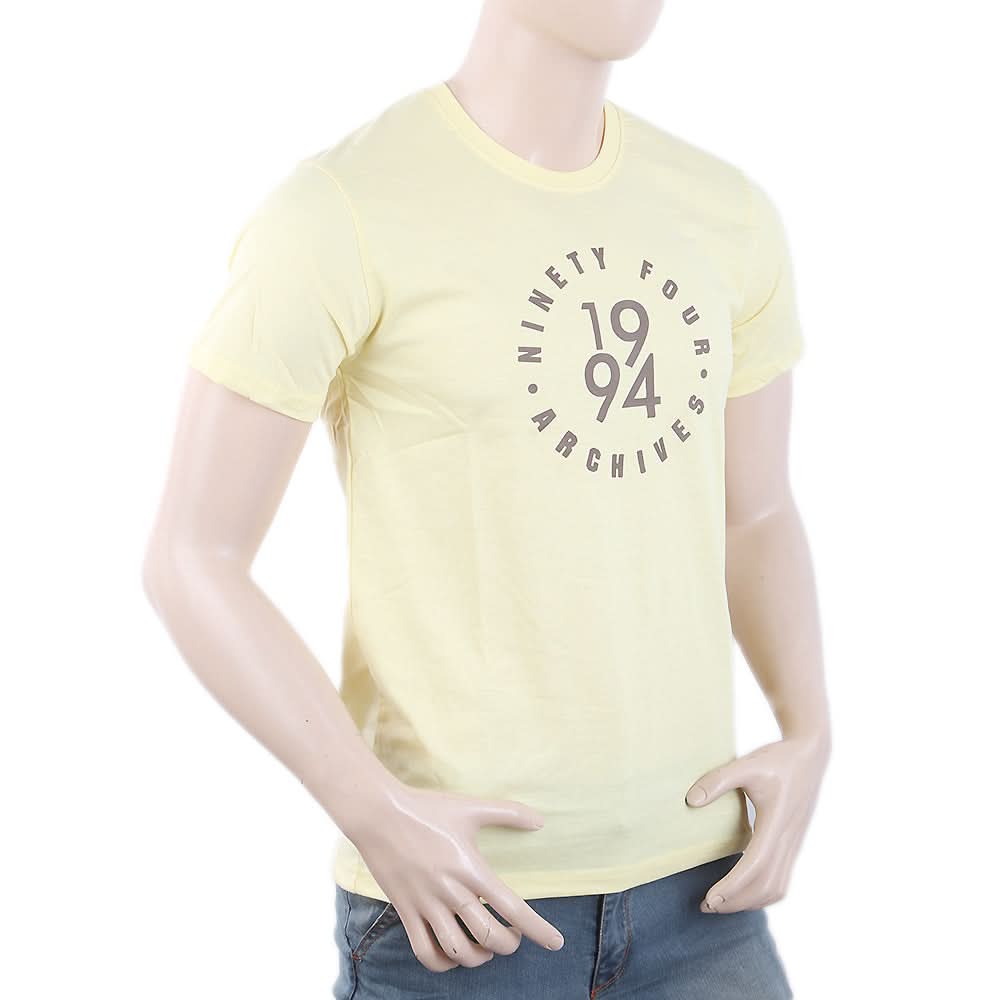 Men's Round Neck Half Sleeves T-Shirt - Yellow, Men, T-Shirts And Polos, Chase Value, Chase Value