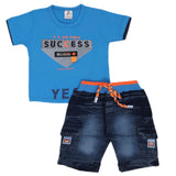 Boys Half Sleeves Denim Suit - Blue, Kids, Boys Sets And Suits, Chase Value, Chase Value