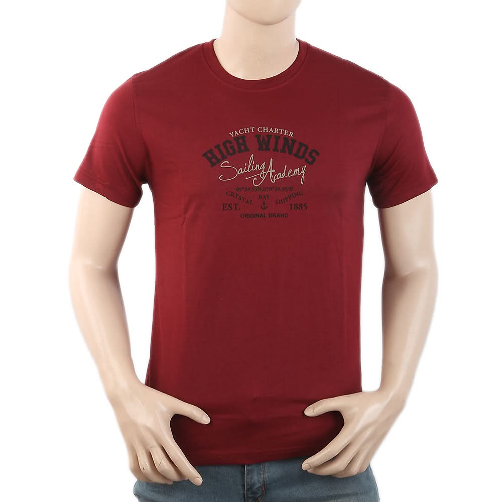 Men's Round Neck Half Sleeves T-Shirt - Maroon, Men, T-Shirts And Polos, Chase Value, Chase Value