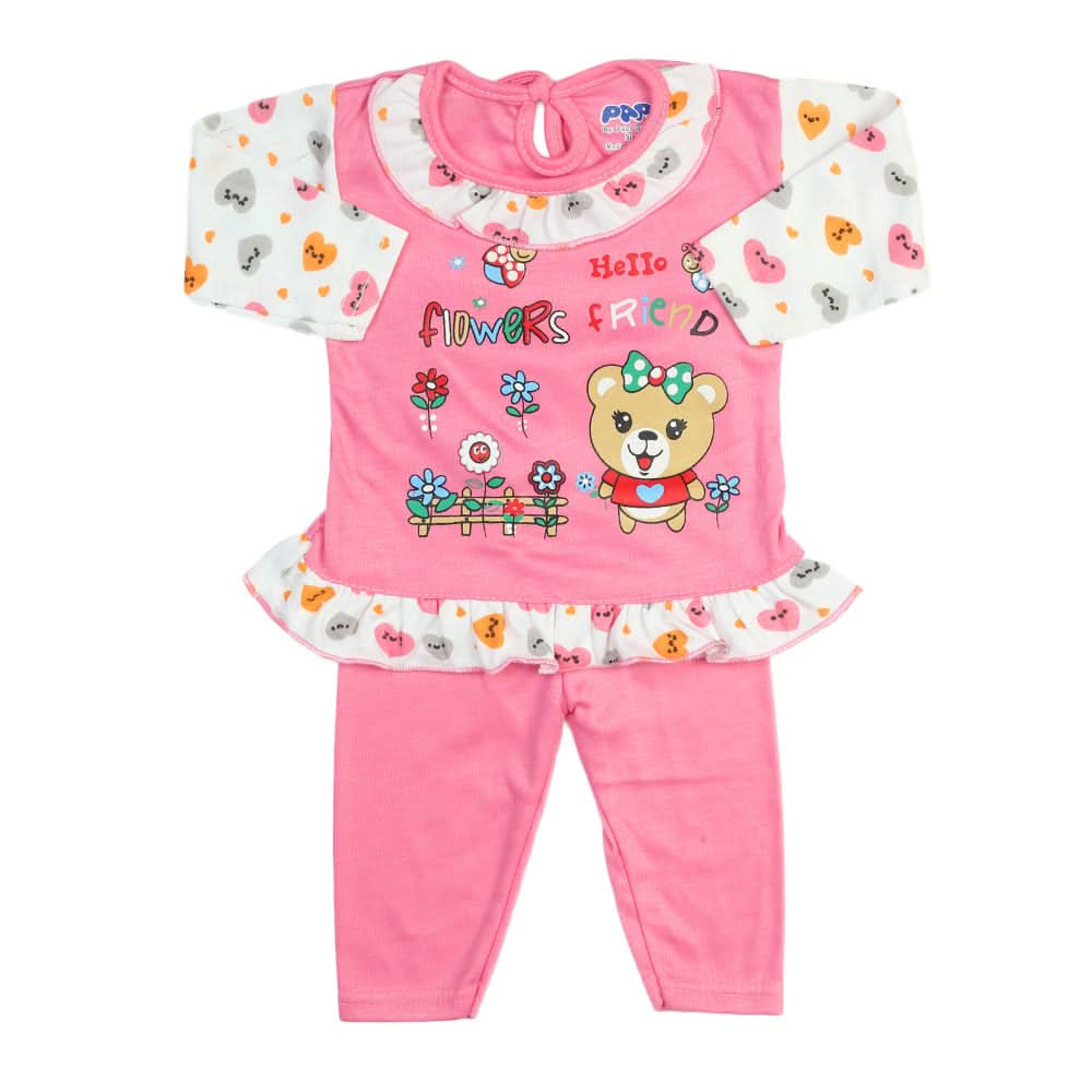 Newborn Girls Full Sleeves Suit - Pink, Newborn Girls Sets & Suits, Chase Value, Chase Value