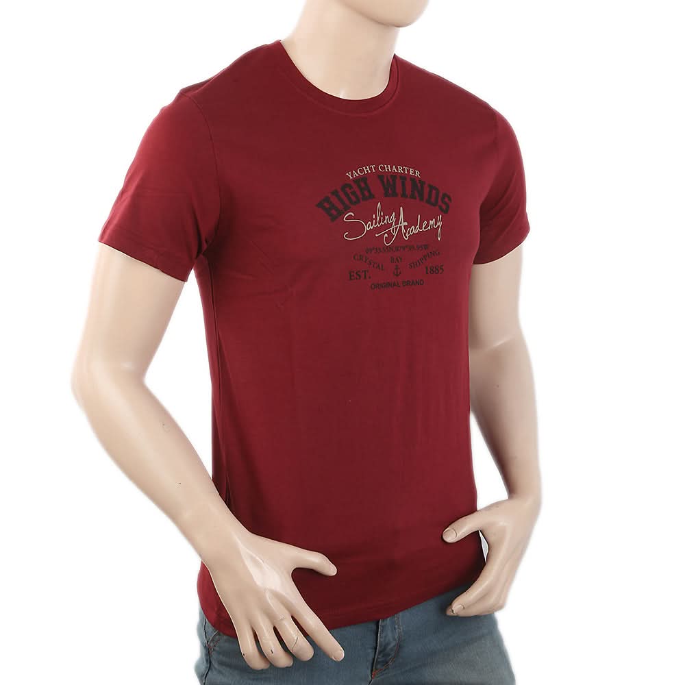 Men's Round Neck Half Sleeves T-Shirt - Maroon, Men, T-Shirts And Polos, Chase Value, Chase Value