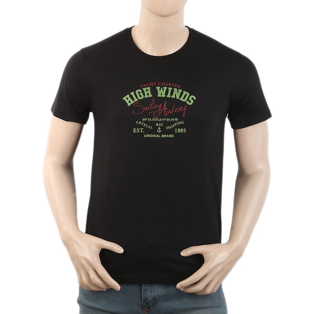 Men's Round Neck Half Sleeves T-Shirt - Black, Men, T-Shirts And Polos, Chase Value, Chase Value
