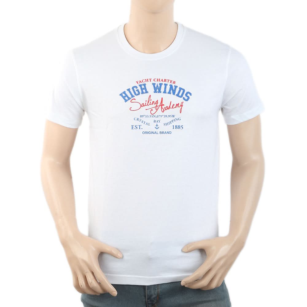 Men's Round Neck Half Sleeves T-Shirt - White, Men, T-Shirts And Polos, Chase Value, Chase Value