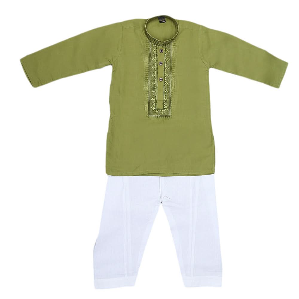Boys Embroidered Kurta Shalwar Suit - Green, Kids, Boys Shalwar Kameez, Chase Value, Chase Value