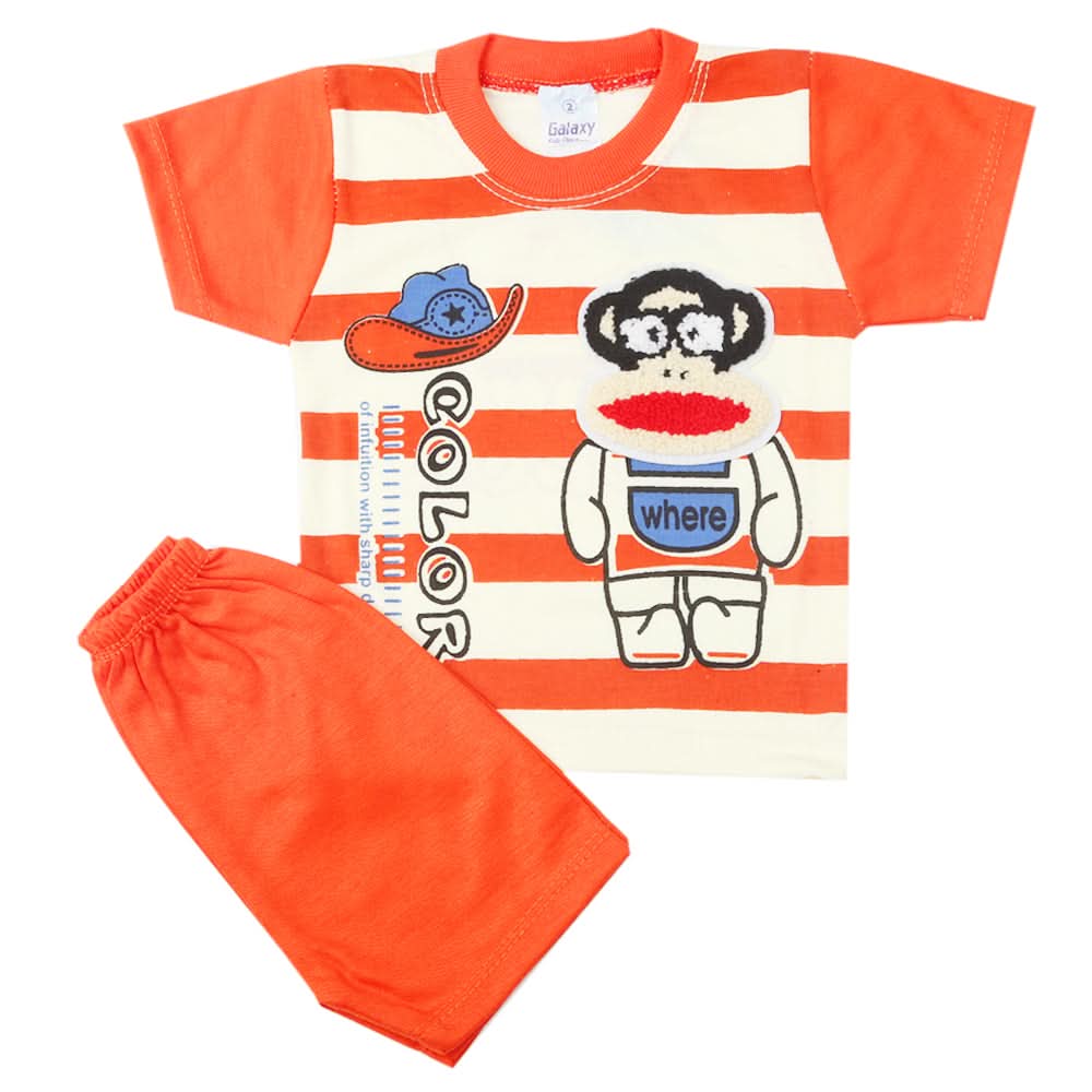 Newborn Boys Half Sleeves Suit - Rust, Kids, New Born Boys Sets And Suits, Chase Value, Chase Value