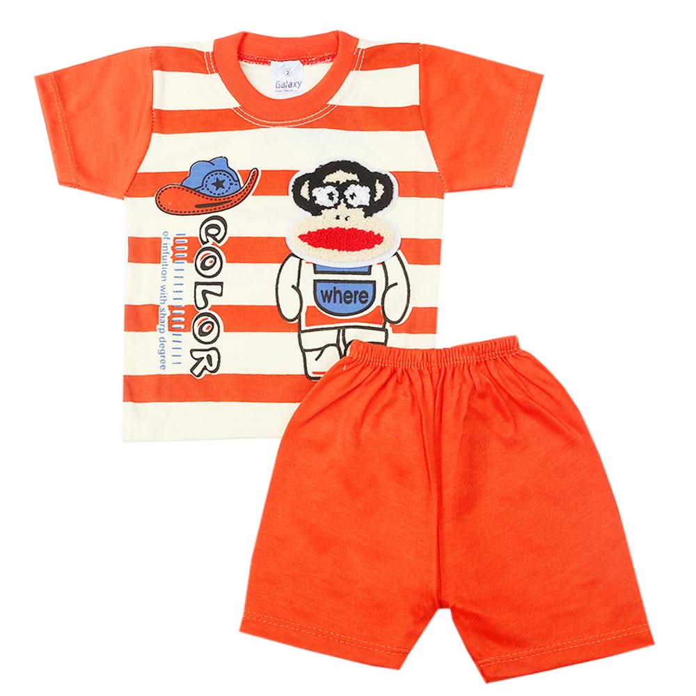 Newborn Boys Half Sleeves Suit - Rust, Kids, New Born Boys Sets And Suits, Chase Value, Chase Value