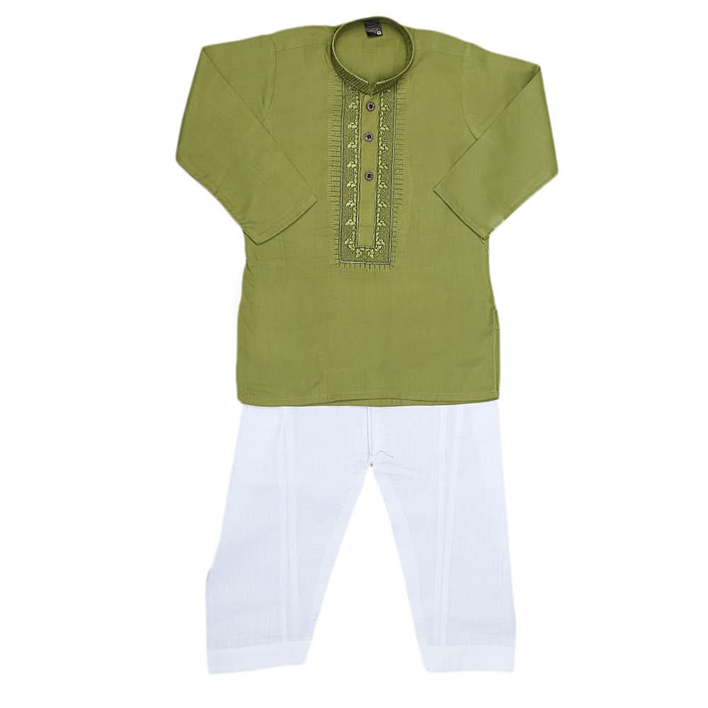 Boys Embroidered Kurta Shalwar Suit - Green, Kids, Boys Shalwar Kameez, Chase Value, Chase Value