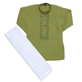 Boys Embroidered Kurta Shalwar Suit - Green, Kids, Boys Shalwar Kameez, Chase Value, Chase Value