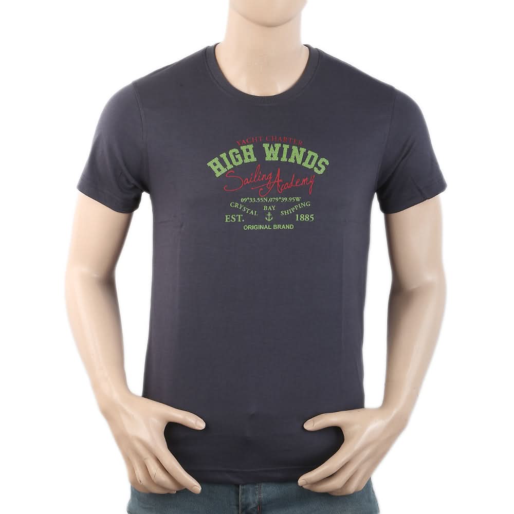 Men's Round Neck Half Sleeves T-Shirt - Dark Grey, Men, T-Shirts And Polos, Chase Value, Chase Value