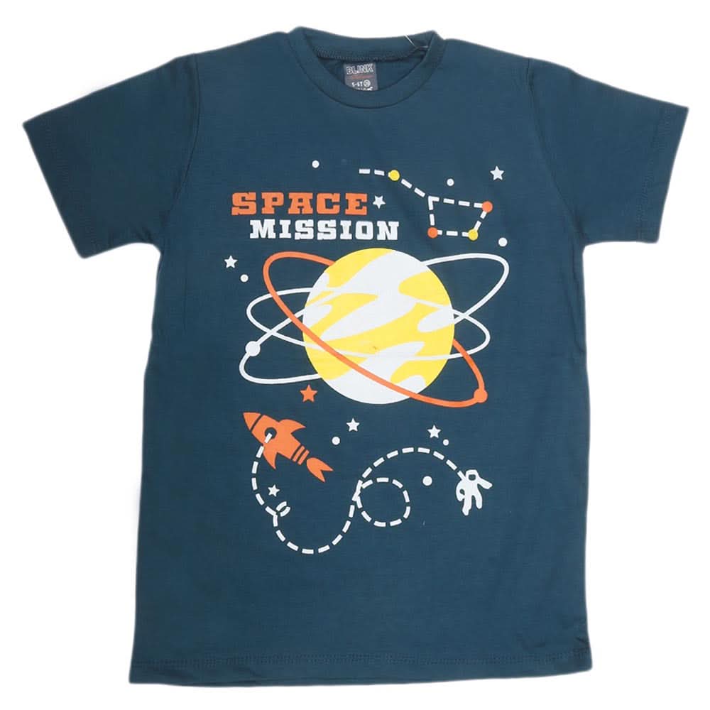Boys Print T-Shirt - Mid Blue, Kids, Boys T-Shirts, Chase Value, Chase Value