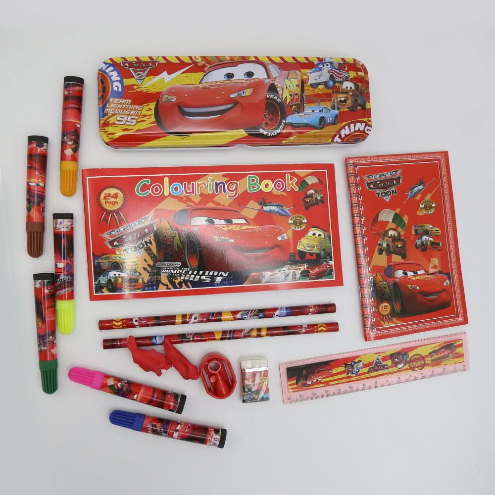 Stationary Set-Red Cars Toon, Kids, Pencil Boxes And Stationery Sets, Chase Value, Chase Value