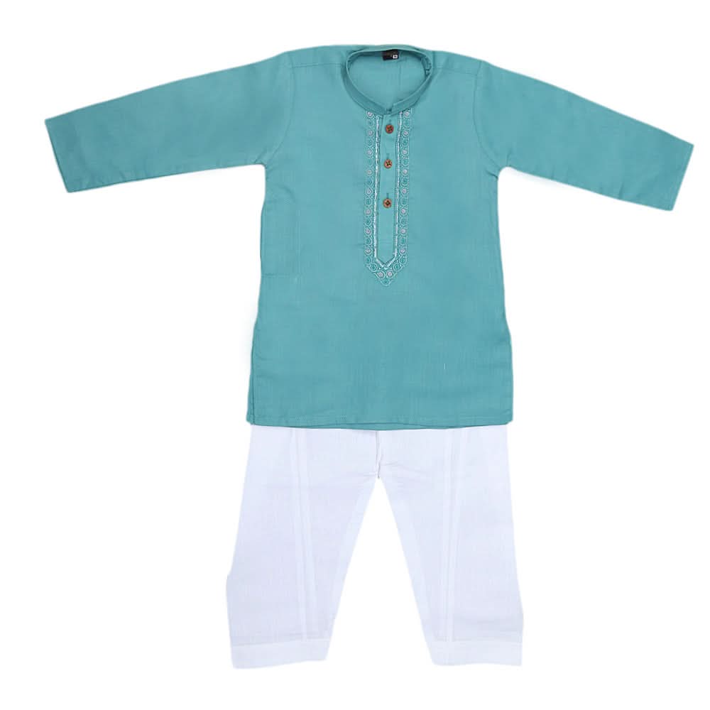 Boys Embroidered Kurta Shalwar Suit - Sea Green, Kids, Boys Shalwar Kameez, Chase Value, Chase Value