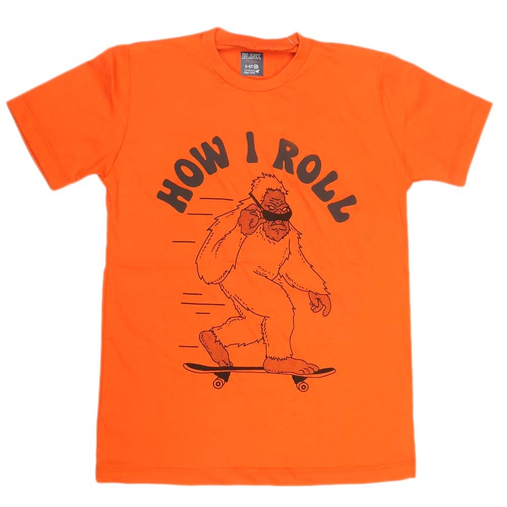 Boys Print T-Shirt - Orange, Kids, Boys T-Shirts, Chase Value, Chase Value
