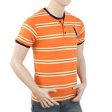 Men's Half Sleeves Placket T-Shirt - Orange, Men, T-Shirts And Polos, Chase Value, Chase Value