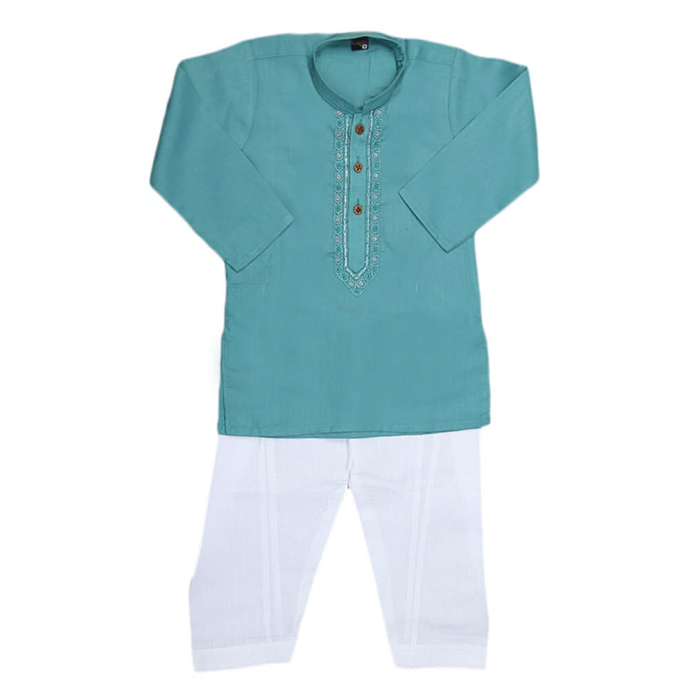 Boys Embroidered Kurta Shalwar Suit - Sea Green, Kids, Boys Shalwar Kameez, Chase Value, Chase Value