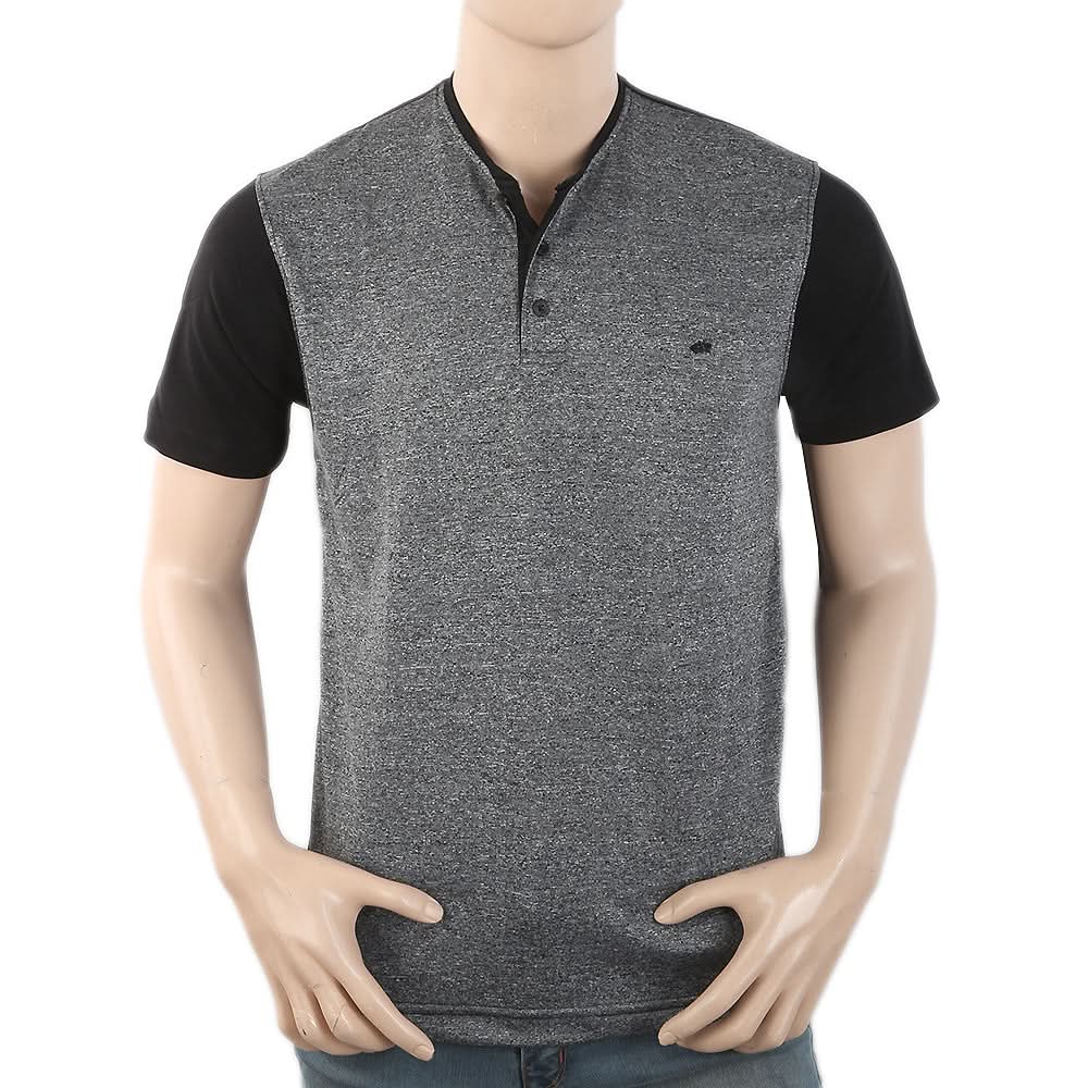 Men's Half Sleeves Placket T-Shirt - Grey, Men, T-Shirts And Polos, Chase Value, Chase Value