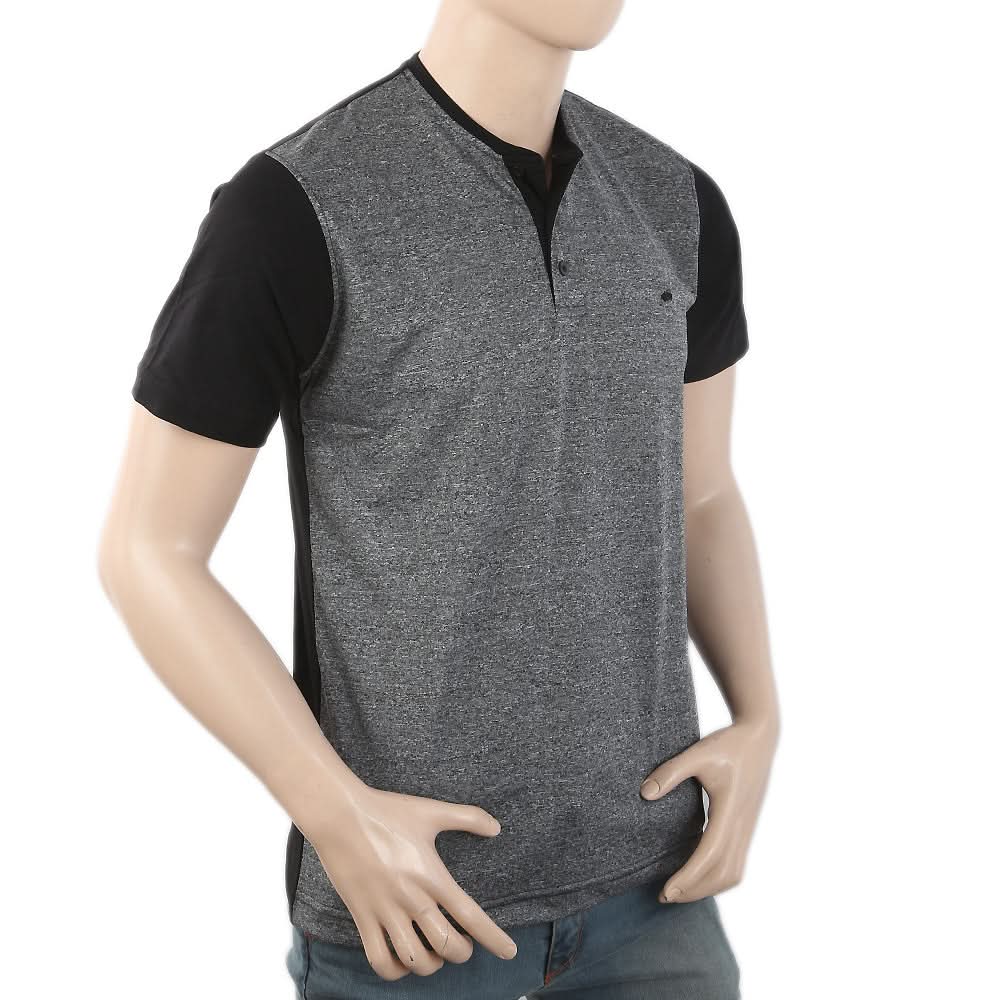 Men's Half Sleeves Placket T-Shirt - Grey, Men, T-Shirts And Polos, Chase Value, Chase Value