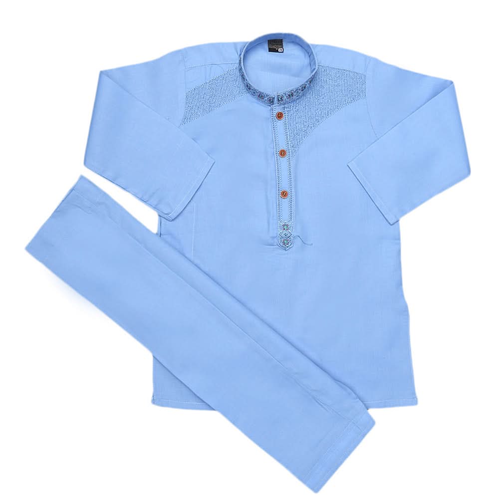 Boys Embroidered Kurta Shalwar Suit - Blue, Kids, Boys Shalwar Kameez, Chase Value, Chase Value