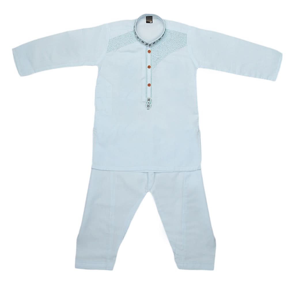 Boys Embroidered Kurta Shalwar Suit - Cyan, Kids, Boys Shalwar Kameez, Chase Value, Chase Value