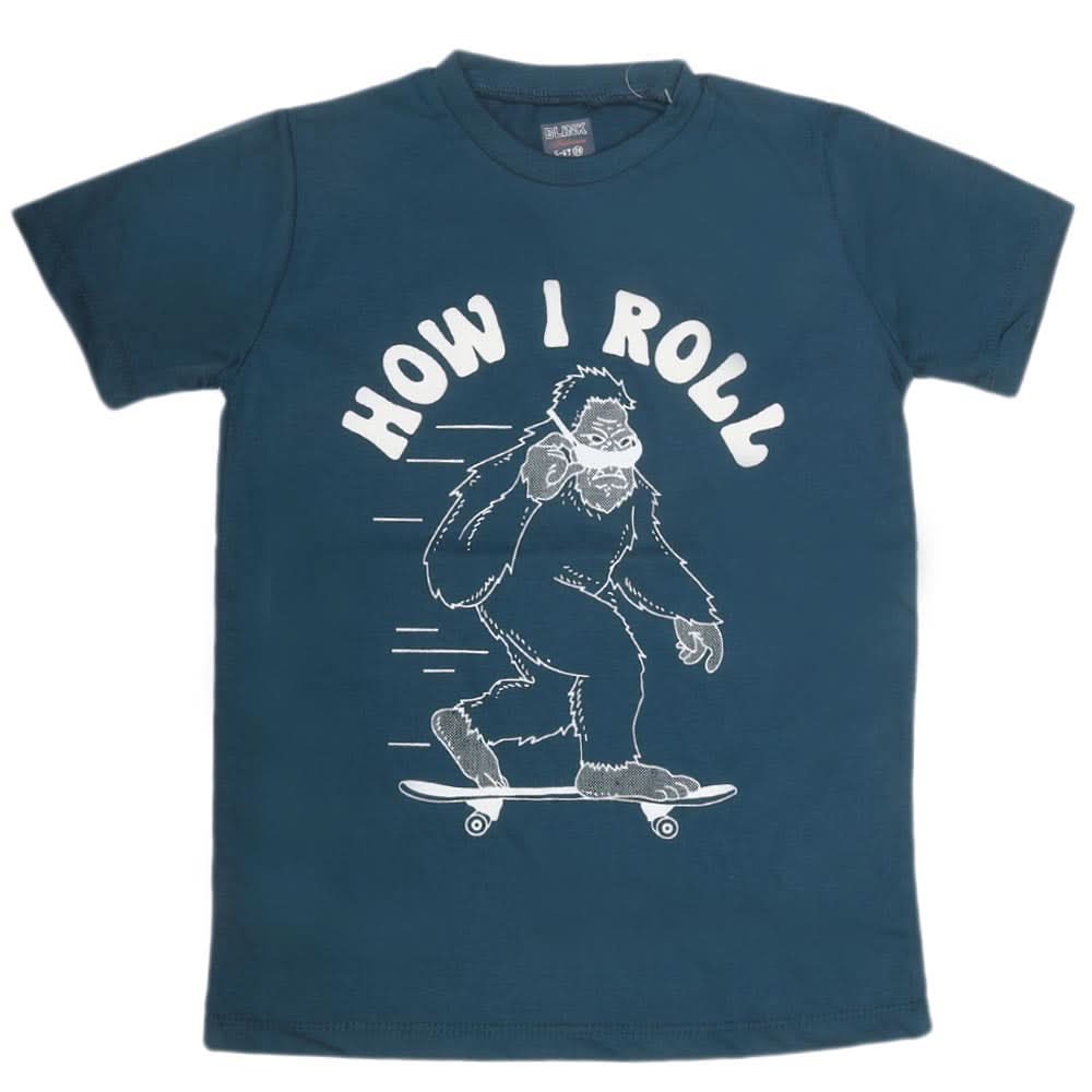 Boys Print T-Shirt - Mid Blue, Kids, Boys T-Shirts, Chase Value, Chase Value