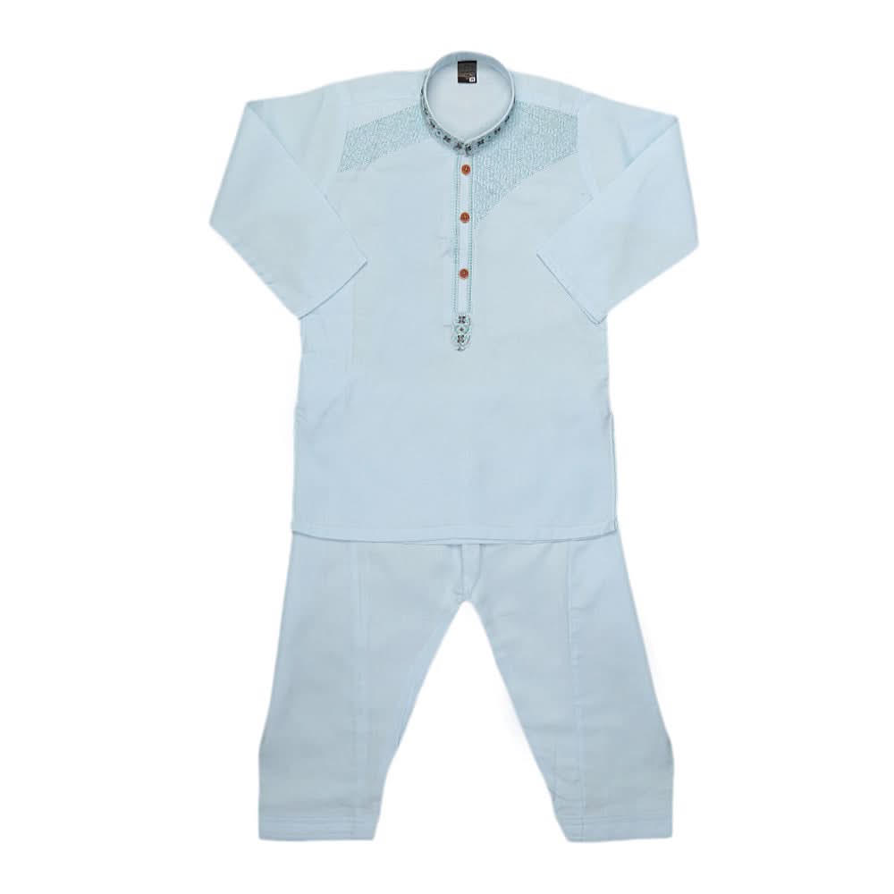 Boys Embroidered Kurta Shalwar Suit - Cyan, Kids, Boys Shalwar Kameez, Chase Value, Chase Value