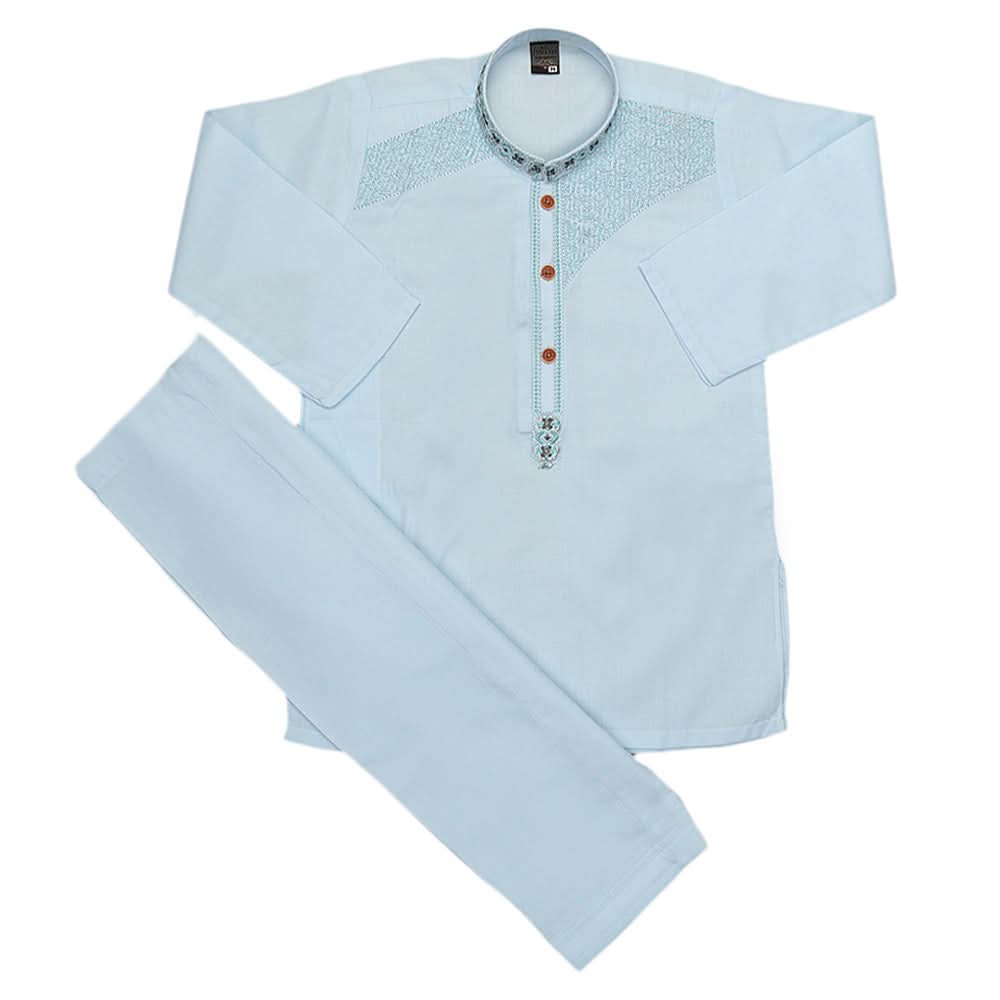 Boys Embroidered Kurta Shalwar Suit - Cyan, Kids, Boys Shalwar Kameez, Chase Value, Chase Value