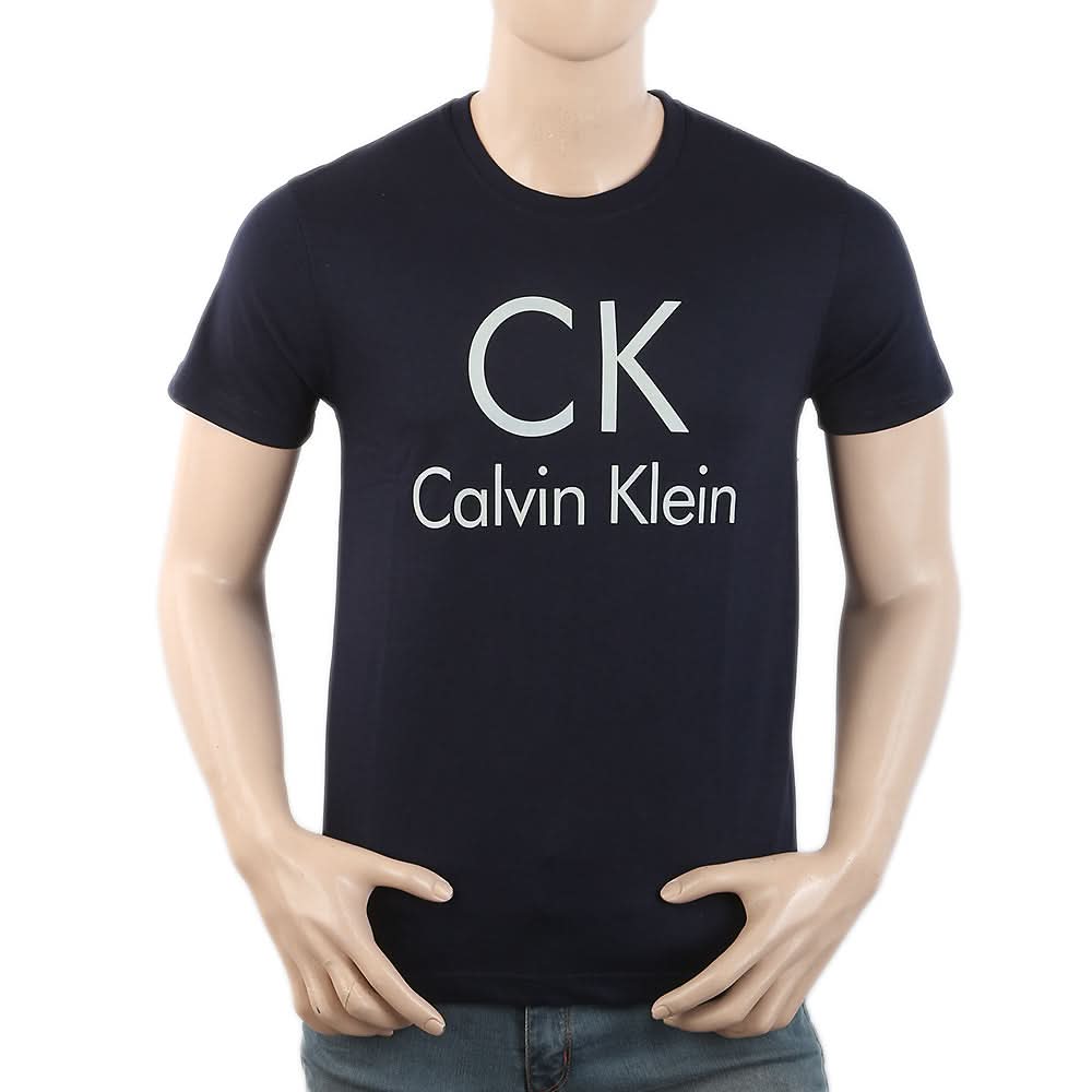 Men's Round Neck Half Sleeves T-Shirt - Navy Blue, Men, T-Shirts And Polos, Chase Value, Chase Value