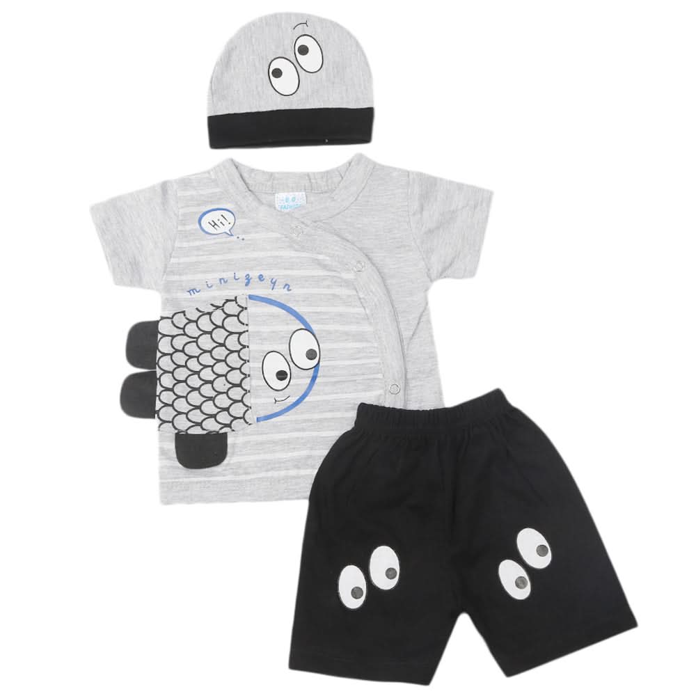 Newborn Boys Half Sleeves Suit - Grey, Kids, New Born Boys Sets And Suits, Chase Value, Chase Value
