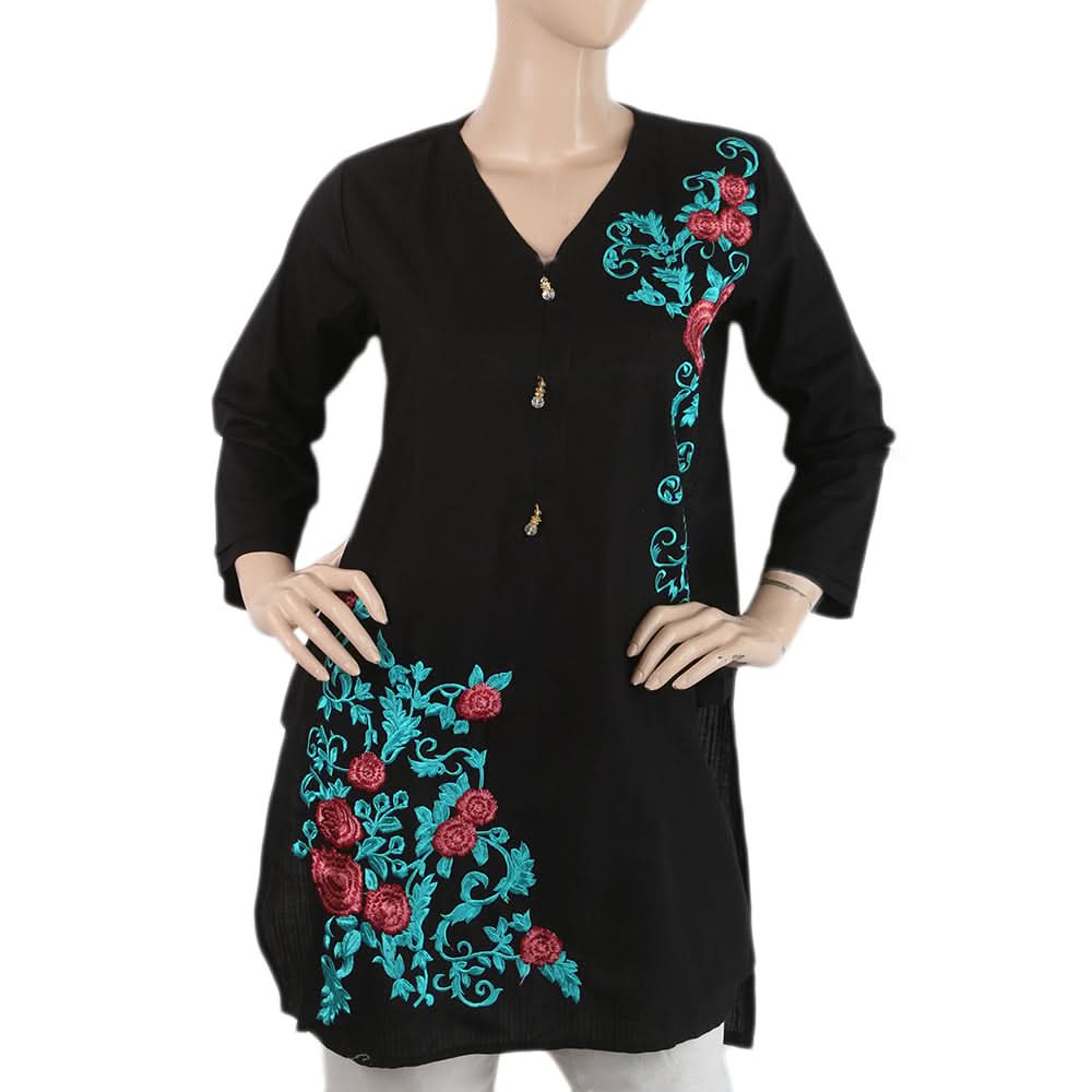 Women's Embroidered Kurti - Black, Women, Ready Kurtis, Chase Value, Chase Value