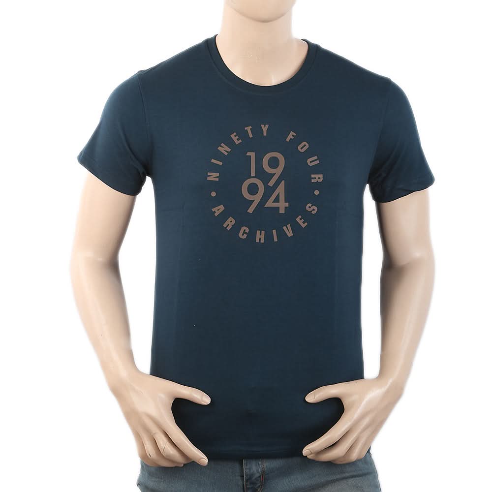 Men's Round Neck Half Sleeves T-Shirt - Steel Green, Men, T-Shirts And Polos, Chase Value, Chase Value