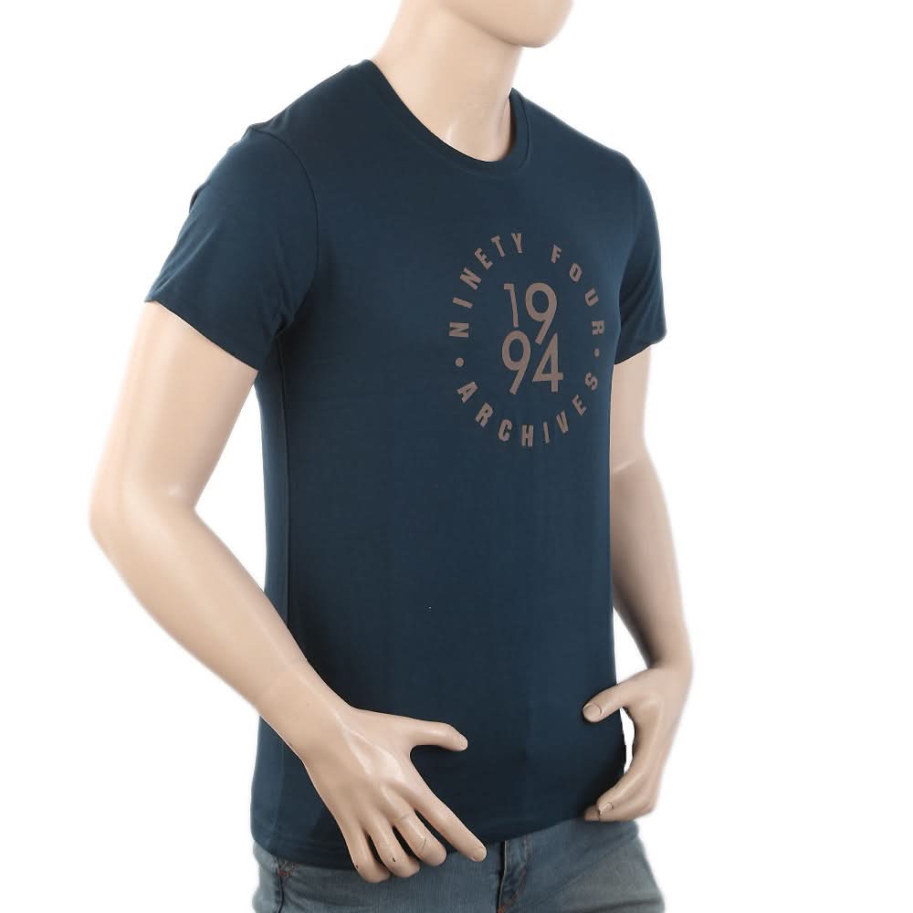 Men's Round Neck Half Sleeves T-Shirt - Steel Green, Men, T-Shirts And Polos, Chase Value, Chase Value
