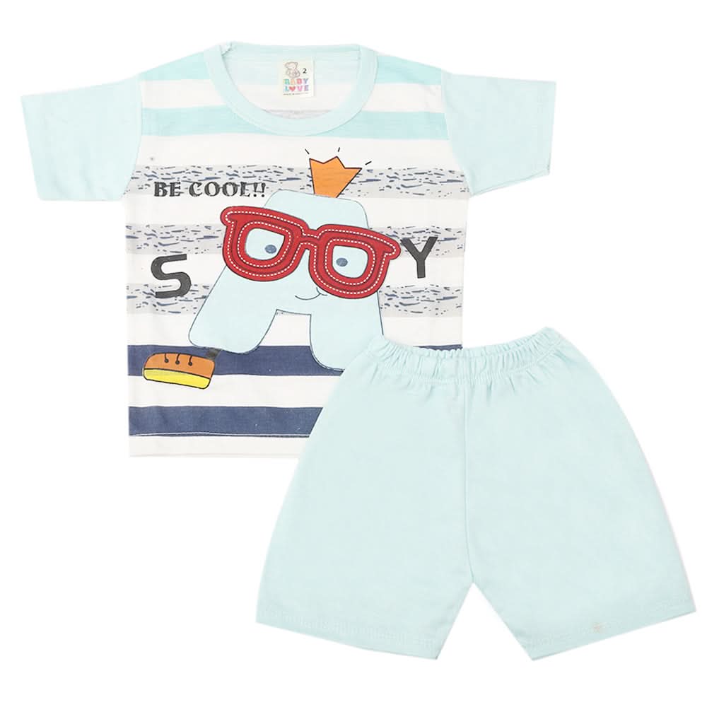 Newborn Boys Half Sleeves Suit - Cyan, Kids, Newborn Boys Sets And Suits, Chase Value, Chase Value