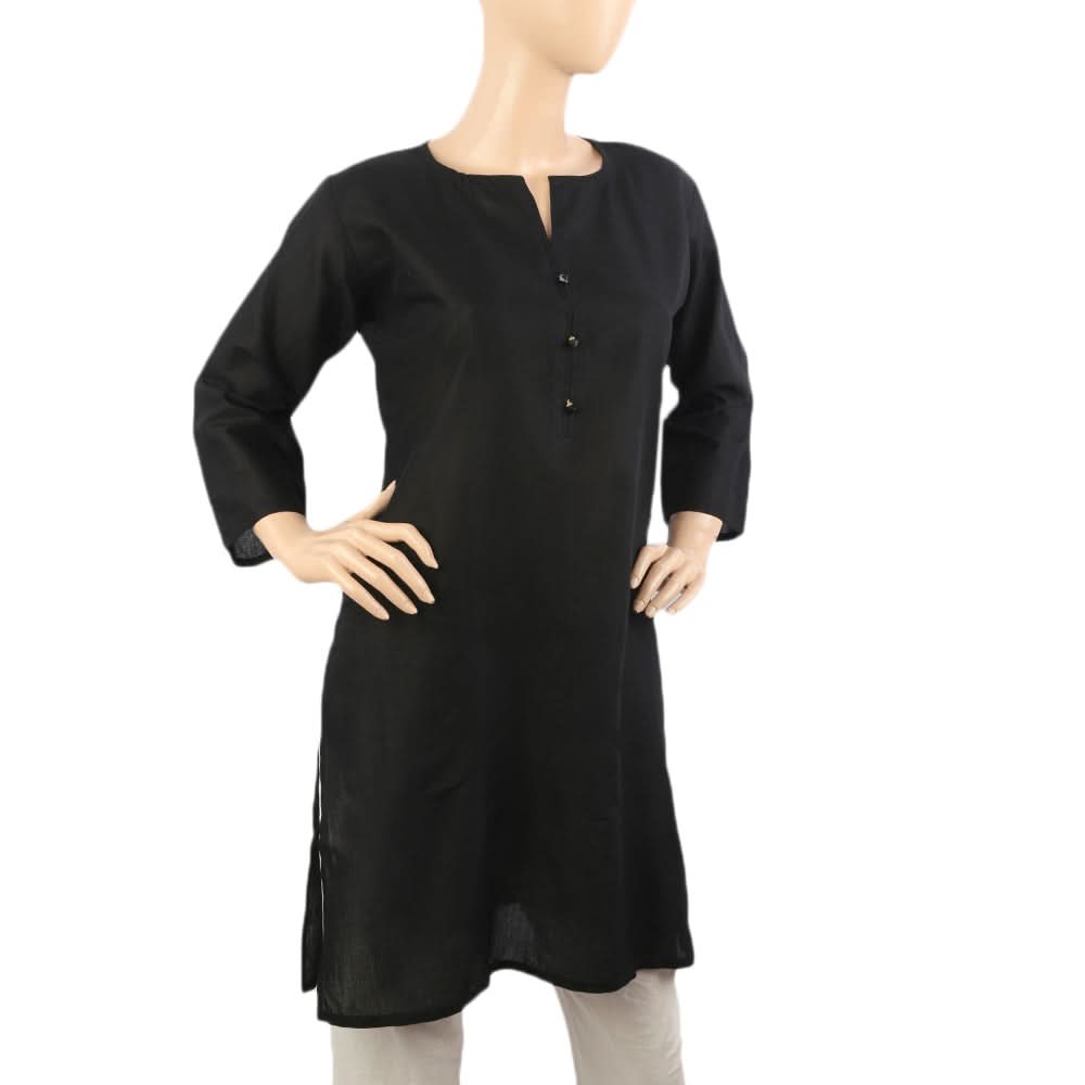 Women's Basic Plain Kurti -Black, Women Ready Kurtis, Chase Value, Chase Value
